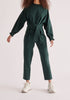 Paisie Belted Cotton Sweatshirt in Dark Green